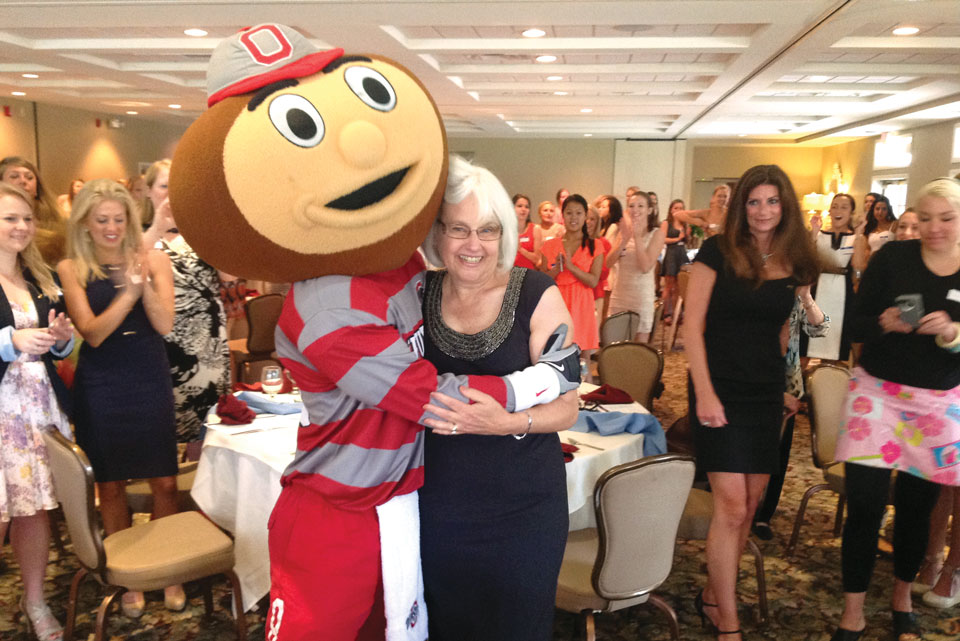 Brutus Buckeye with Sally Huber Lanyon (photo courtesy of Sally Huber Lanyon)