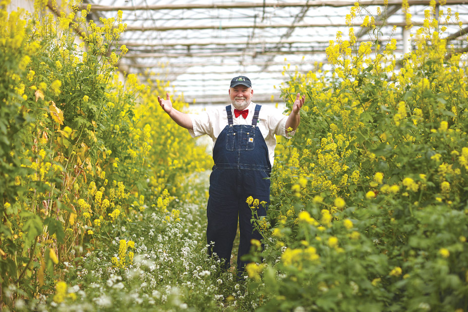 Farmer Lee Jones among his plants 