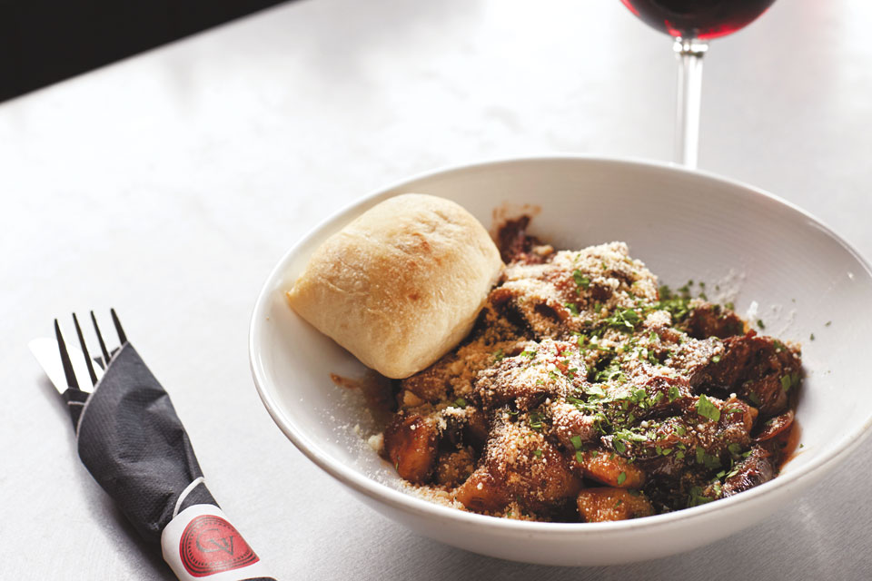 The Crush House at Gervasi Vineyard's gnocchi and beef short rib