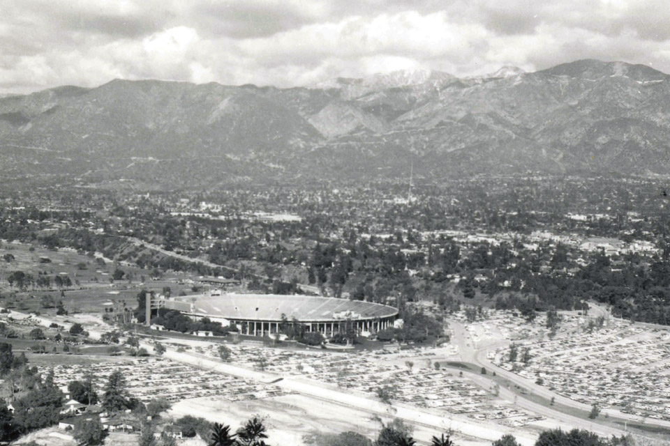 aerial shot of Rose Bowl