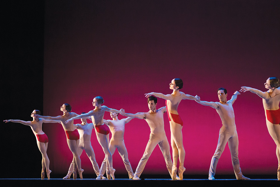 Ballerinas dancing on pink background