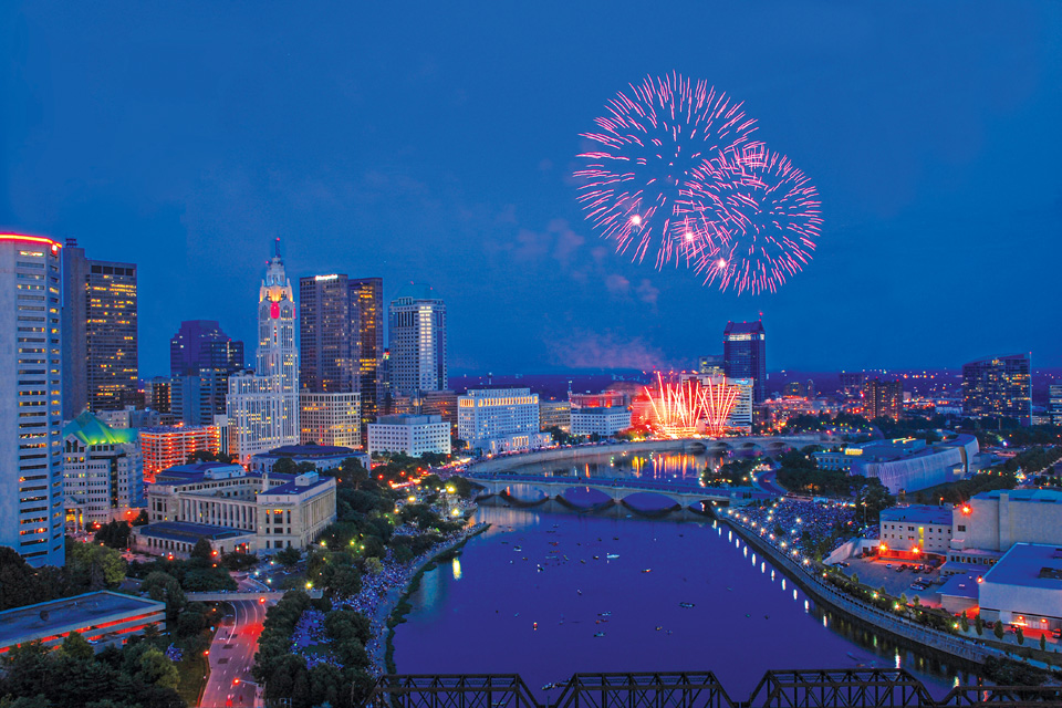 Large Columbus firework display