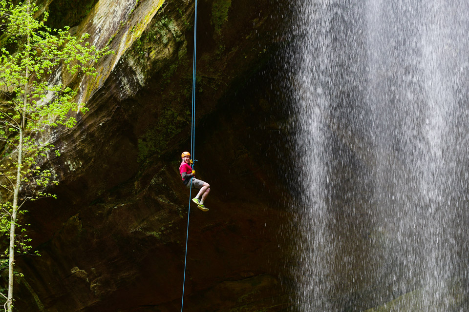 Rappelling in the Hocking Hills (photo by Matt Shiffler)