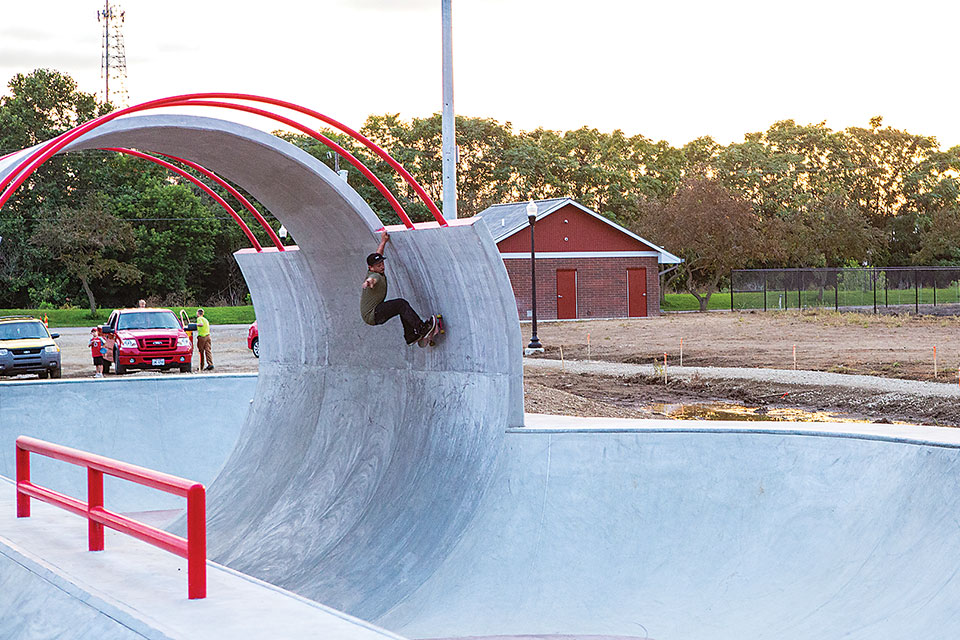 Newark Skatepark, Person Doing Skate Trick (photo by Garrett Martin)