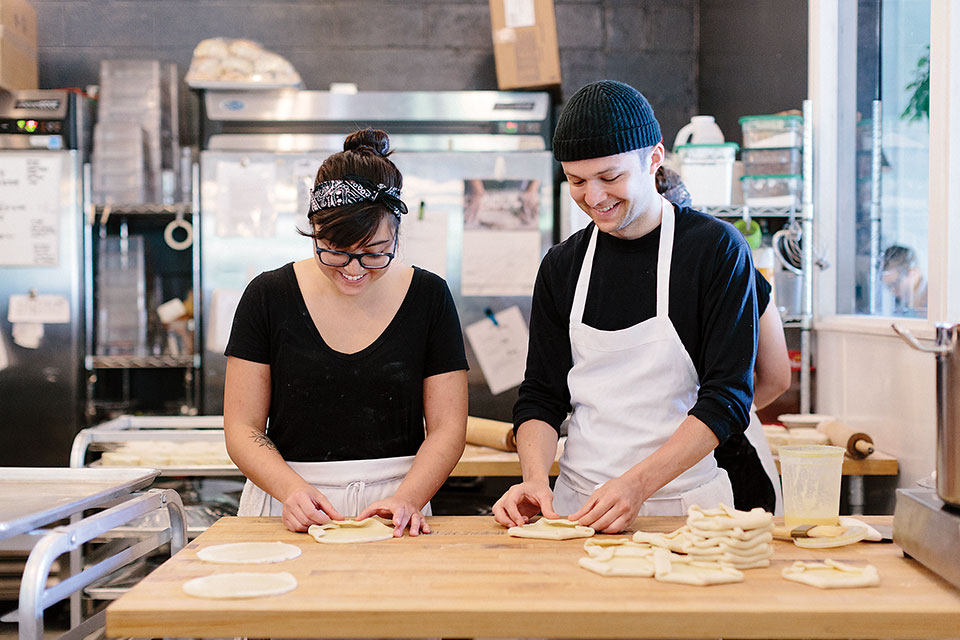 Fox in the Snow Cafe pastry chefs in kitchen