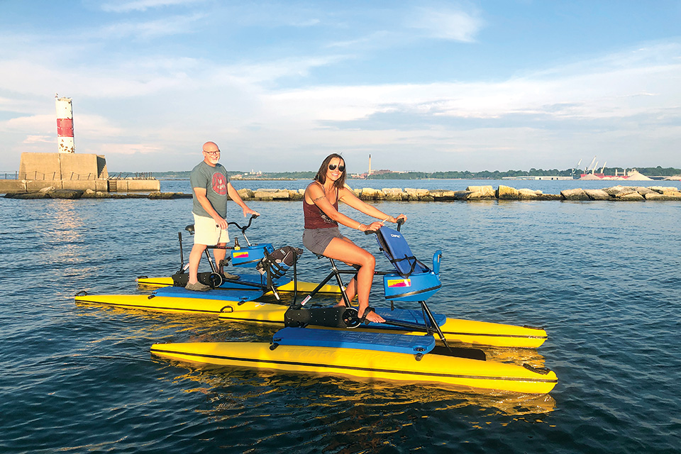 People on water bikes (photo courtesy of Harbor Yak)