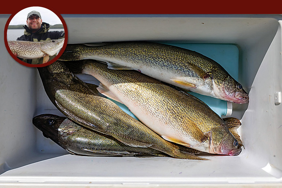 Walleye (photo by Laura Watilo Blake) and Tory Gabriel (inset)