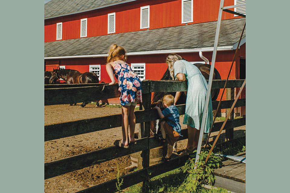 Slate Run Living Historical Farm kids looking at horses