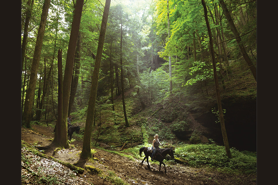 Horse and rider on the Hocking State Forest Bridle Trail (photo by Josh Mund)