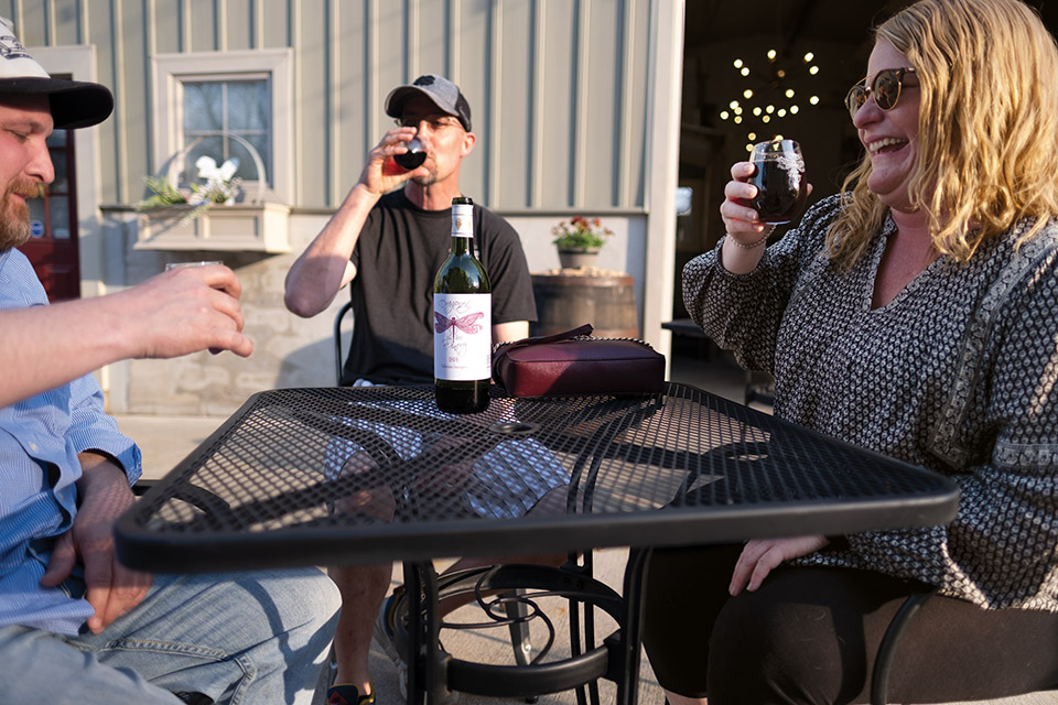 Patrons on the Dragonfly Winery patio (photo by William Schertz)