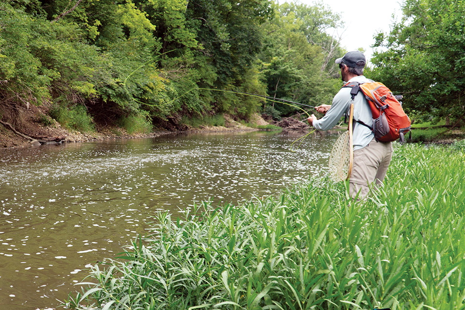 Man fly fishing near Columbus (photo by Marc Fryt)