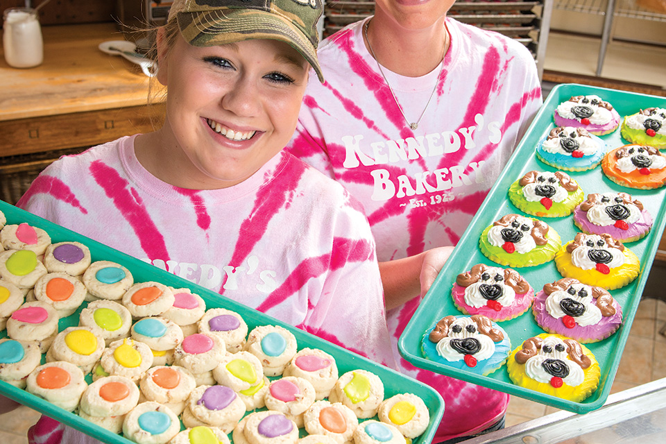 Women with Kennedy's Bakery cookie trays (photo by Rick Lee)