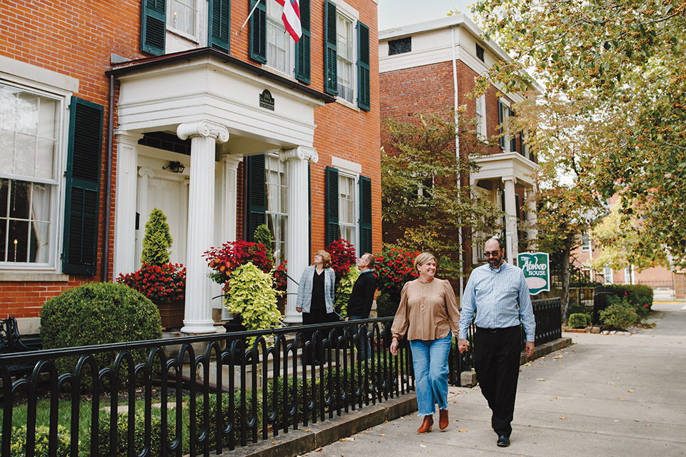 Couple walking outside the Atwood House Bed and Breakfast