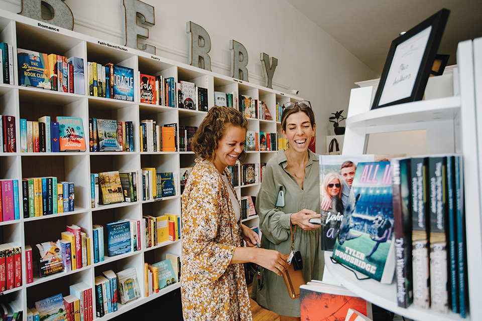 Women looking at books at Wheatberry Books