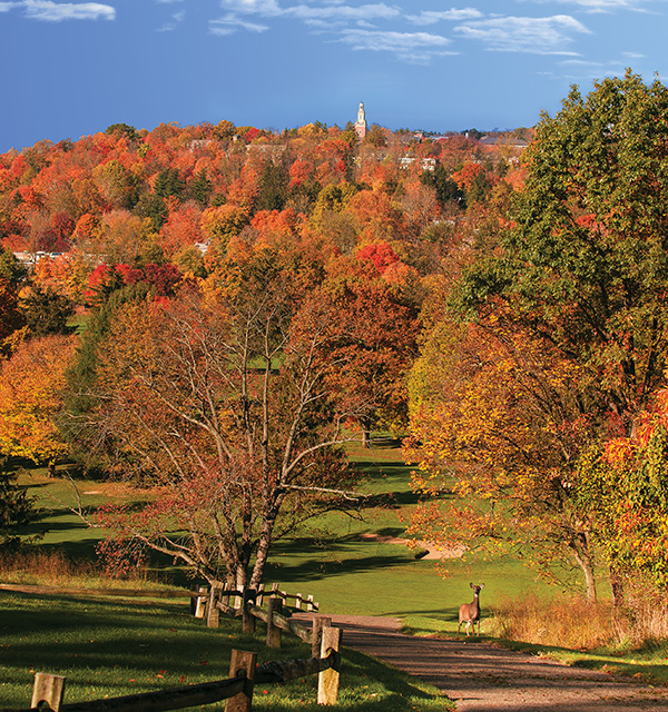 Granville aerial view in fall (photo by Gary Chisolm)