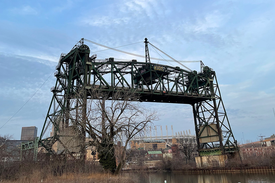 The Eagle Avenue Bridge in Cleveland's industrial Flats (photo by Jim Vickers)