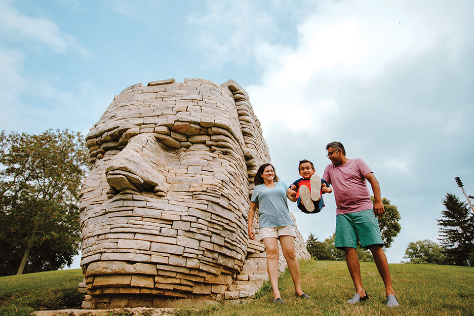 Family at Chief Leatherlips monument (photo by Megan Leigh Barnard)