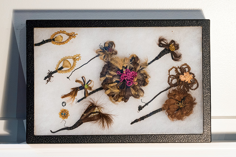 Antique mourning jewelry on display at Peoples Mortuary Museum in Marietta (photo by Bruce Wunderlich)