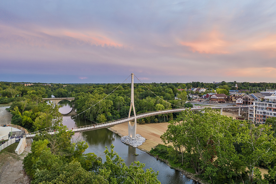 Aerial view of the Dublin Link bridge (photo by Cory Klein Photography)