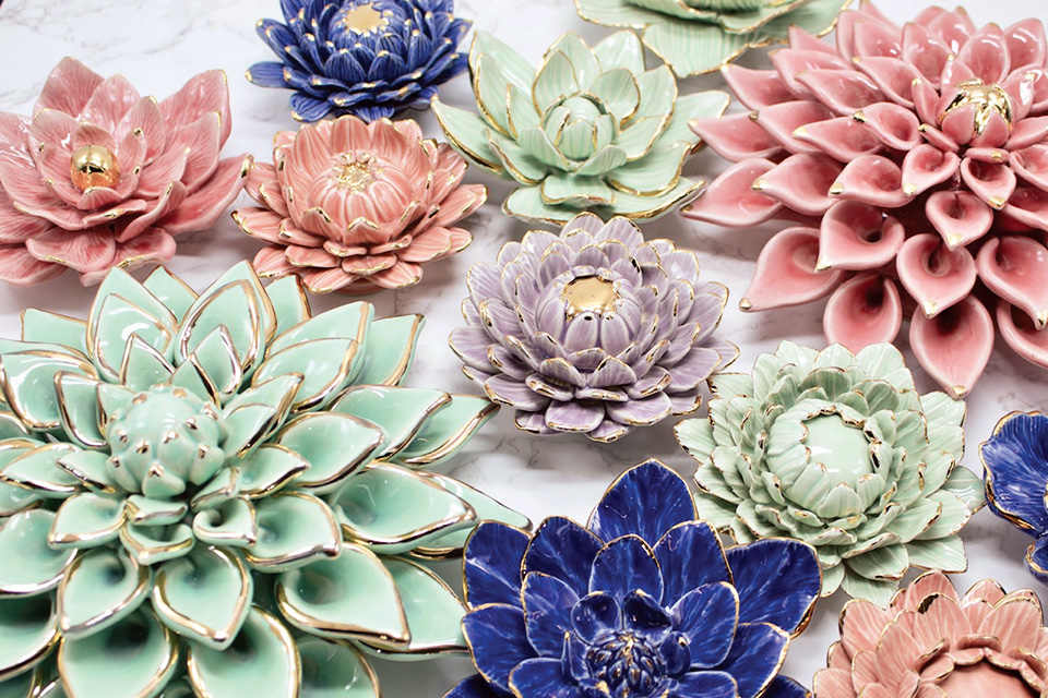 Ceramic flowers from Macedonia’s Juniper & Lark (photo courtesy of Juniper & Lark)