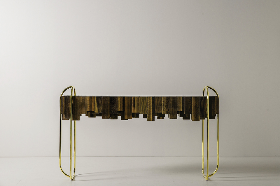 Abner Henry’s Serverine Console Table inspired by Georges Seurat’s “Circus Sideshow” (photo by Zach Pontz)