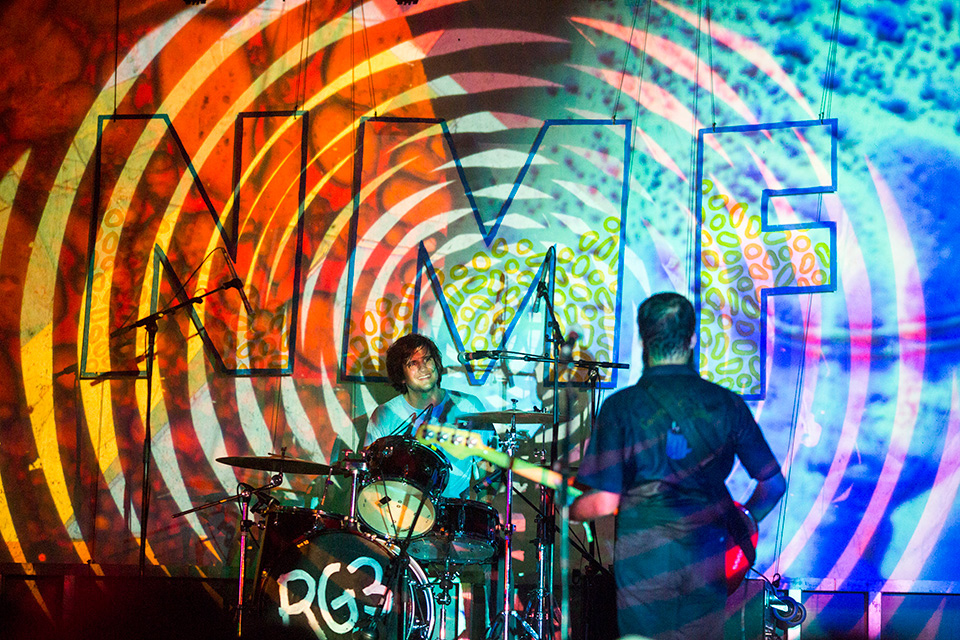 Band on stage at Nelsonville Music Festival (photo by Joel Prince)