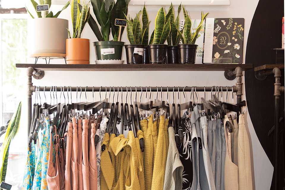 Clothing, plants and planner at Cuyahoga Falls’ Jean + Lou store (photo by Rachael Jirousek)