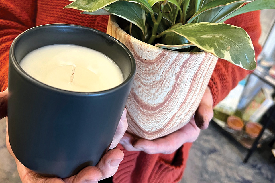 Candle and plant from The Chandler in Grove City (photo courtesy of Visit Grove City)