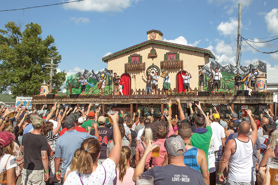 Crowd cheering at Cleveland Oktoberfest performance (photo by Richard Croft)