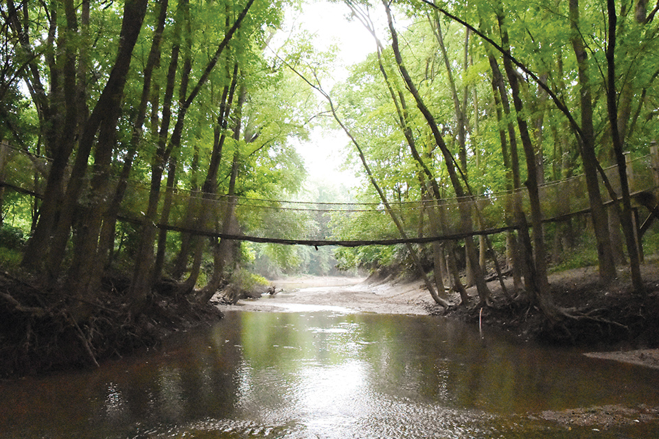 Suspension bridge at Scioto Grove Metro Park in Grove City (photo by Liz Christian)