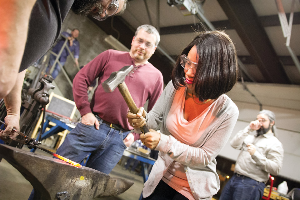 Couple working at the Idea Foundry in Columbus (photo courtesy of the Idea Foundry)