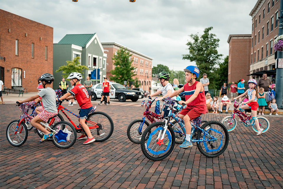 Children in bicycle parade in Oxford (photo courtesy of Enjoy Oxford)