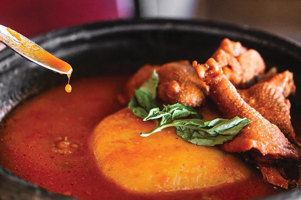 Fufu and light chicken soup at Columbus’ Drelyse African Restaurant (photo courtesy of Drelyse African Restaurant)