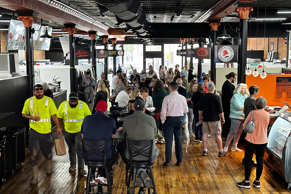 Patrons at Zanesville’s Downtown Exchange food hall (photo courtesy of Downtown Exchange)