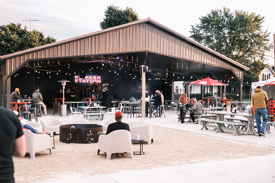 People enjoying the patio at Newark Station (photo courtesy of Newark Station)