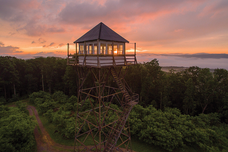 Thorny Mountain Fire Tower in Seneca State Forest in West Virginia (photo courtesy of West Virginia Department of Tourism)