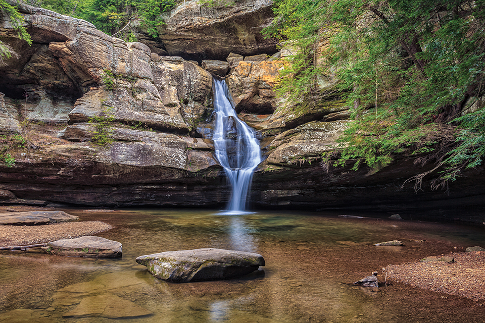 Cedar Falls waterfall in the Hocking Hills (photo by Rick Buchanan)