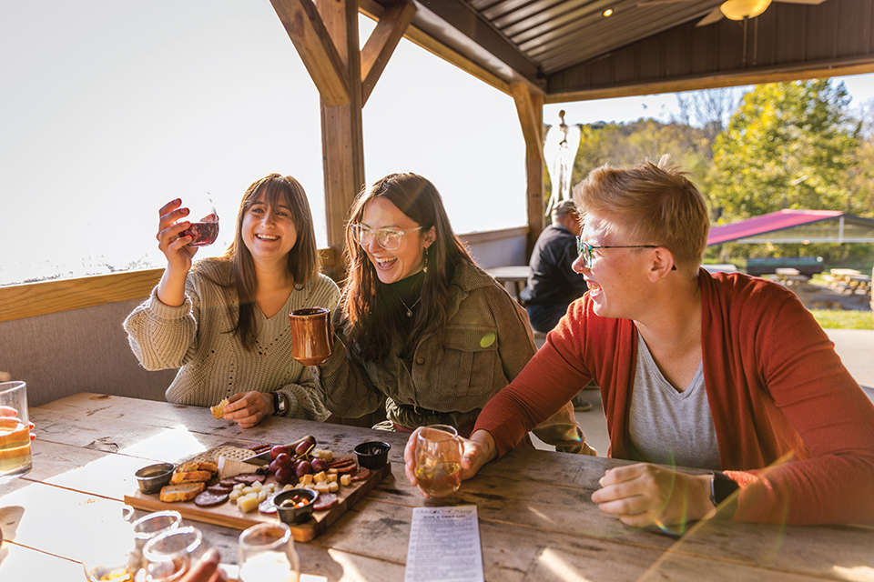 Women around a table at Dutch Creek Winery in Athens (photo by Matthew Allen)