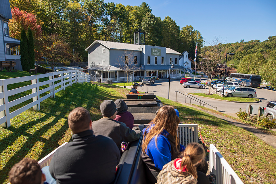 People in man car at Beckley Exhibition Coal Mine in Beckley, West Virginia (photo courtesy of Beckley-Raleigh County Convention & Visitors Bureau)