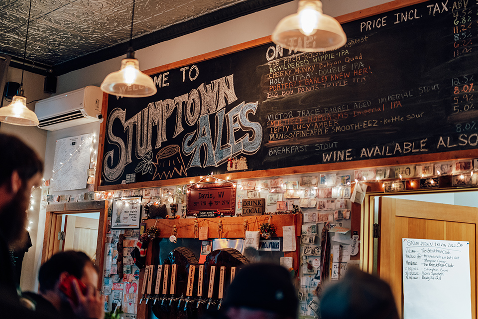 Chalk beer menu at Stumptown Ales in Davis, West Virginia (photo courtesy of Tucker County CVB)