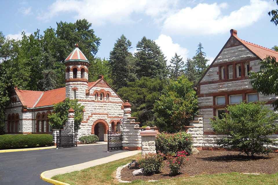 Main gate at Woodland Cemetery & Arboretum in Dayton (photo courtesy of Woodland Cemetery & Arboretum)