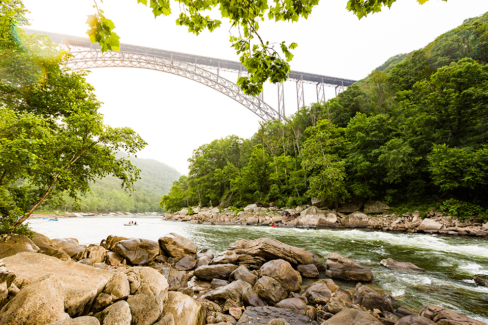 People on raft at New River Gorge National Park & Preserve in West Virginia (photo courtesy of West Virginia Department of Tourism)