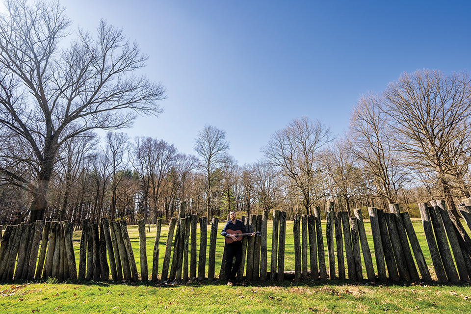 Musician Josh Compton photographed at Schoenbrunn Village on March 29, 2024 (photo by Ken Blaze)