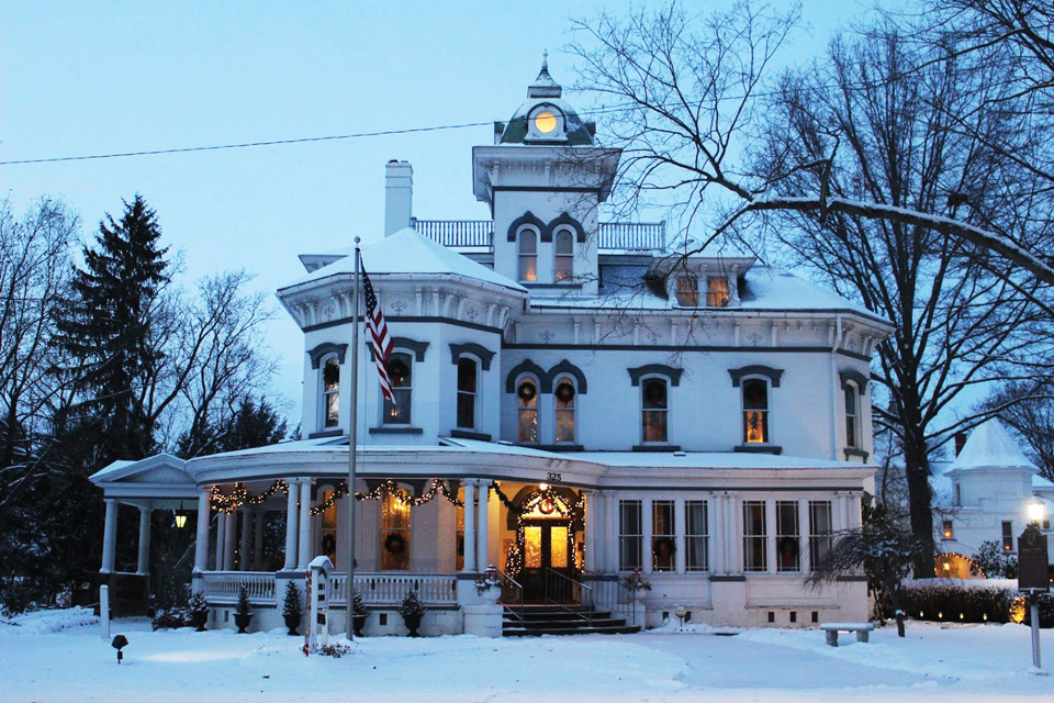 Exterior of Dover’s Reeves Victorian Home in winter (photo courtesy of Reeves Victorian Home)