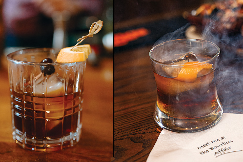 Left: Opa Grill & Tavern (photo by Jordan Ashlie); Right: The Bourbon Affair (photo by Laura Watilo Blake)