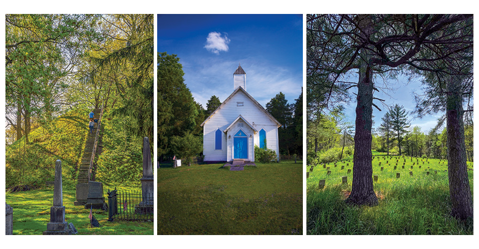 Mound Cemetery in Washington County, Salem Church and Cemetery in Jackson County and Ridges Cemetery in Athens County (photos by Randall Lee Schieber)