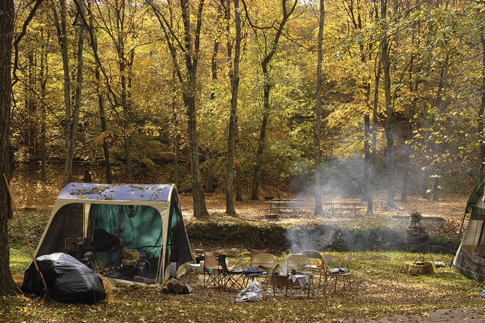 Tent camping at Blue Rock State Park in Blue Rock (photo courtesy of Ohio Department of Natural Resources)