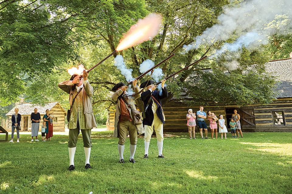Reenactors at Schoenbrunn Village in New Philadelphia (photo by Kevin Kopanski)