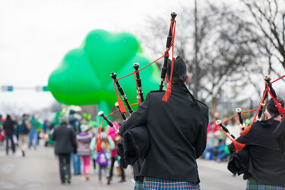 Bagpipers in Dublin St. Patrick's Day Parade (courtesy of Visit Dublin Ohio)