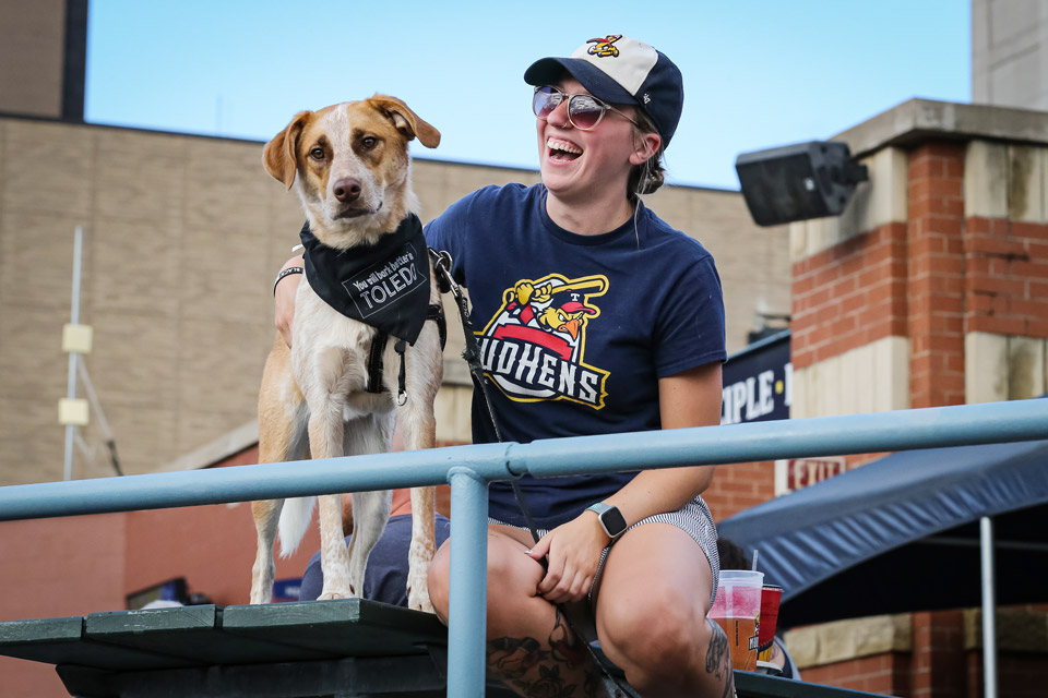 Dog and Owner at Hounds and Hens (courtesy of Toledo Mud Hens)